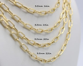 Solid 10K Gold Paperclip Chain, Solid Gold Paper Clip Chain , Paperclip Anklet , Paperclip Bracelet , Trending Chain , Necklace Bracelet