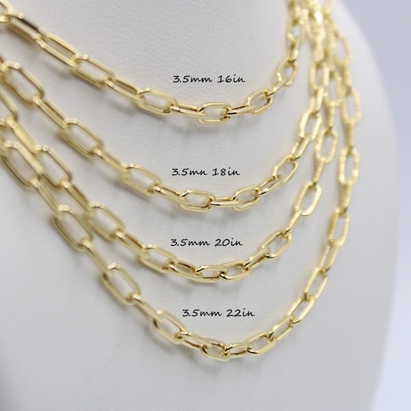 Solid 10K Gold Paperclip Chain, Solid Gold Paper Clip Chain , Paperclip Anklet , Paperclip Bracelet , Trending Chain , Necklace Bracelet