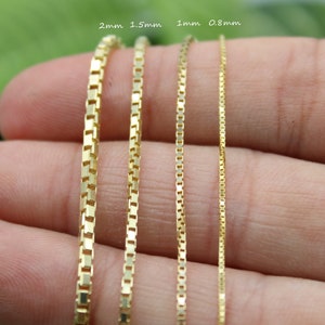 Buy 14K Solid Yellow Gold Box Chain Necklace 14 to 26 Inch 0.45