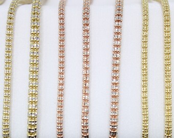 Diamond Cut Ice Link Two Tone Chain 