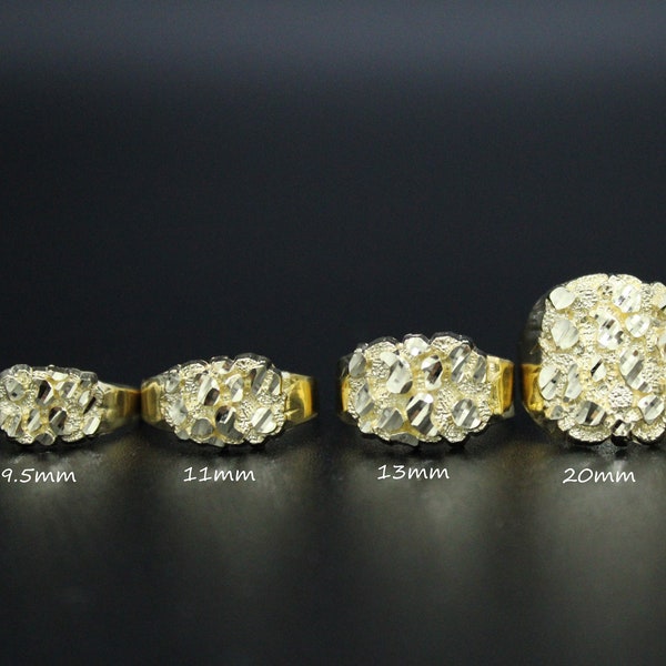 Real Solid Gold 10K Square Nugget Ring | 10K Gold Ring | Yellow Gold | 9.5mm 11mm 13mm 20mm 23mm | Statement Rings | All Sizes