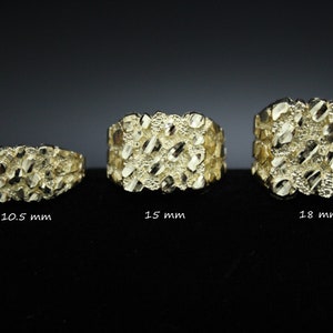 Real Solid Gold 10K Square Nugget Ring | 10K Gold Ring | Yellow Gold | 10.5mm 15mm 18mm | Statement Rings | All Sizes