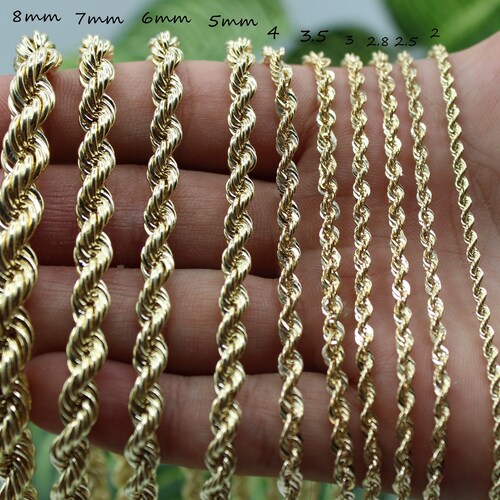 10K Gold Rope Chain Gold Rope Necklace 
