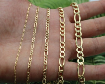 10K Gold Figaro Chain, 10kt Gold Chain, Real Handmade Gold Chain, 1.5mm 2.5mm 3.5mm 5.5mm 7mm Figaro Chain, Genuine 10K Gold Chain