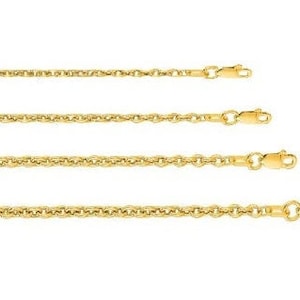 Solid 14K Handmade Gold Rolo Forsantina Cable Chain, Yellow or White Gold Chain, Womens chain- Real 14k gold cable chain Necklace,