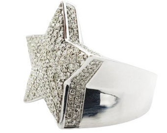 14K White Gold Men's Star Diamond Ring | 2.65 Ct | 10005 | in various sizes  7, 8, 9, 10, 11