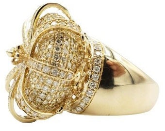 14K Yellow Gold Men's Diamond King Crown Ring | 5.5 Ct | 15116 | in various sizes  7, 8, 9, 10, 11