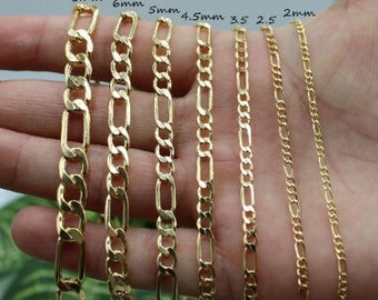 14K Gold Handmade Italian Figaro Chain, 14kt Gold Chain, Real Gold Chain, 2mm 2.5mm 4.5mm 5mm 6mm 8mm Figaro Chain, Genuine 14K Gold Chain