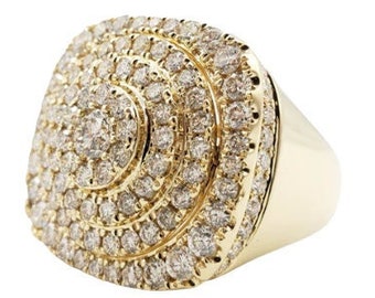 14K Yellow Gold Men's Diamond Ring | 3.9 Ct | 8682 | in various sizes  7, 8, 9, 10