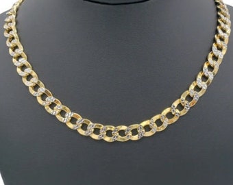 10K Gold- Solid Cuban Link Diamond Cut (Pave) Chain, Woman and Man Gold Chain, in various Widths and Lengths