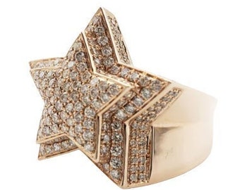 14K Rose Gold Men's Double Layered Star Ring | 2.38 Ct | 10458 | in various sizes  7, 8, 9, 10, 11