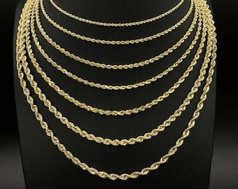 14K Solid Yellow Gold Rope Chain Chain Necklace | Handmade Rope Chain | Size Variations Available , 14K Gold Rope Chain, 14K Gold, Men Women