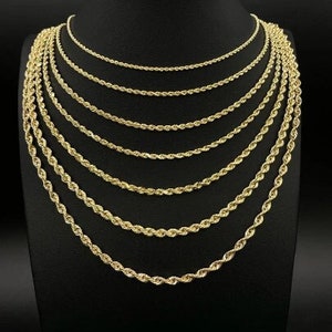 14K Solid Yellow Gold Rope Chain Chain Necklace Handmade Rope Chain Size Variations Available , 14K Gold Rope Chain, 14K Gold, Men Women image 1