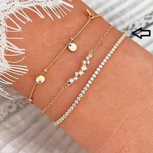 Tennis Bracelet, Gold Tennis Bracelet, Cubic Zirconia Tennis Bracelet, Dainty Bracelet, Diamond Bracelet, Gift for Her, Minimalist Bracelet