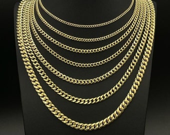10k Real Handmade Gold Miami Cuban Link Chain Necklace Or Bracelet 3mm,3.6mm,4.2mm, 6mm, 6.7mmReal 10K Yellow Gold, Man Gold Chain,Ladies