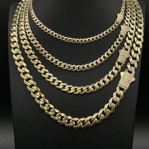 Women's Necklace/Choker - Monaco Chain Classic Pavé Lock 10K & 14K Yellow Gold Oro Monaco