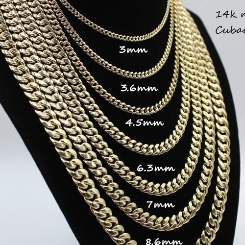 14k Real Gold Miami Cuban Link Chain Necklace 3mm 6.7mm Etsy