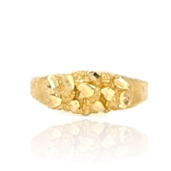 Real Solid Gold 10K Square Nugget Ring | 10K Gold Ring | Yellow Gold | 7mm | Statement Rings | All Sizes