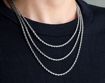 10K White Gold Rope Chain Gold Rope Necklace 2mm 2.5mm 2.8mm 3mm 3.5mm 4mm 5mm 6mm 7mm 8mm | 16'' 18'' 20" 22'' 10K Mens Chain, Womans chain