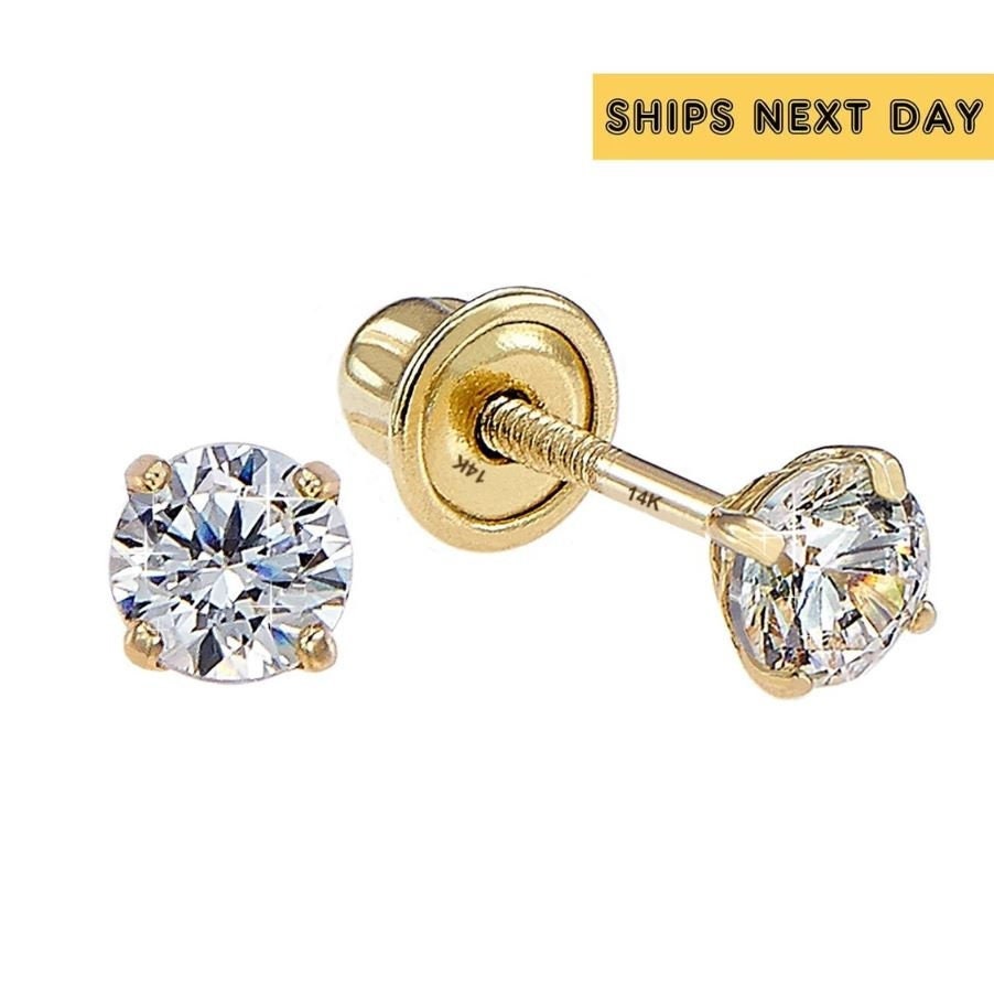 14K Solid White & Yellow Gold Replacement Single Screw Back for Stud  Earrings