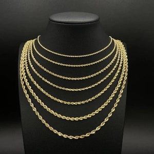 14K Solid Yellow Gold Rope Chain Chain Necklace Handmade Rope Chain Size Variations Available , 14K Gold Rope Chain, 14K Gold, Men Women image 8