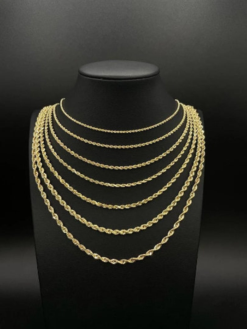 14K Solid Yellow Gold Rope Chain Chain Necklace Handmade Rope Chain Size Variations Available , 14K Gold Rope Chain, 14K Gold, Men Women image 8