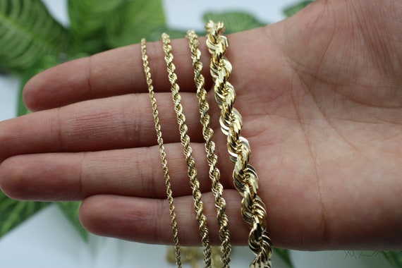 SOLID 10K Gold Rope Chain Gold Rope Necklace 1.5mm 2.5mm 3.5mm 7.5