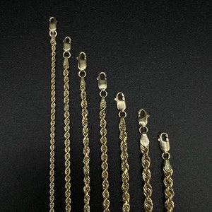 14K Solid Yellow Gold Rope Chain Chain Necklace Handmade Rope Chain Size Variations Available , 14K Gold Rope Chain, 14K Gold, Men Women image 7