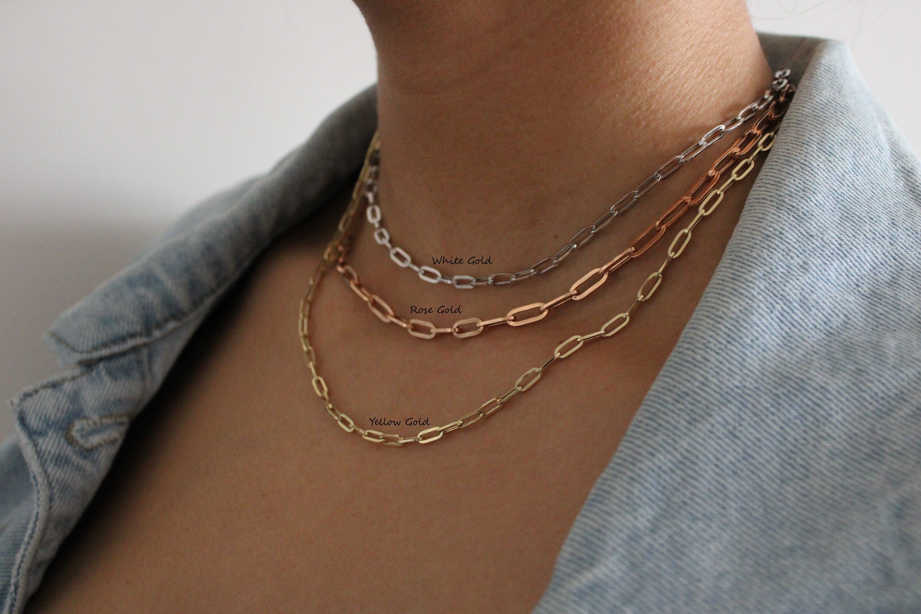 14K Gold Paperclip Chain Necklace Trending Gold Necklace Etsy UK