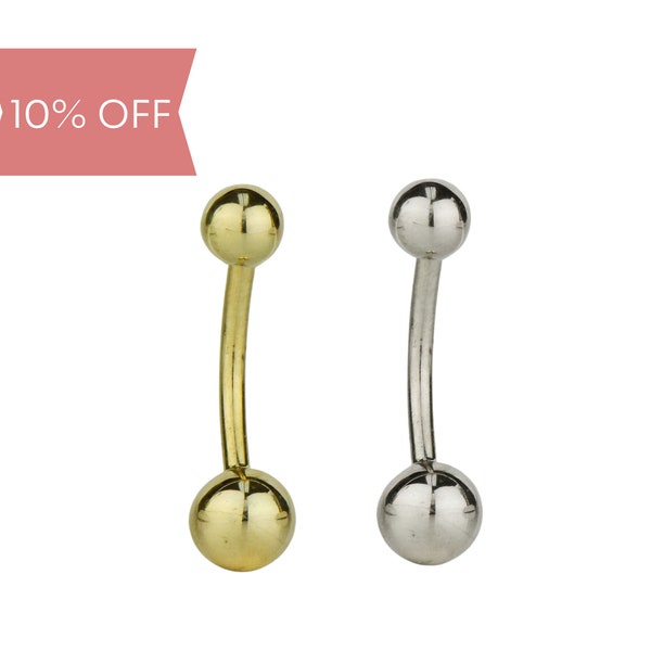 14k Solid Yellow Or White Gold Belly Button Ball Body Jewelry Piercing