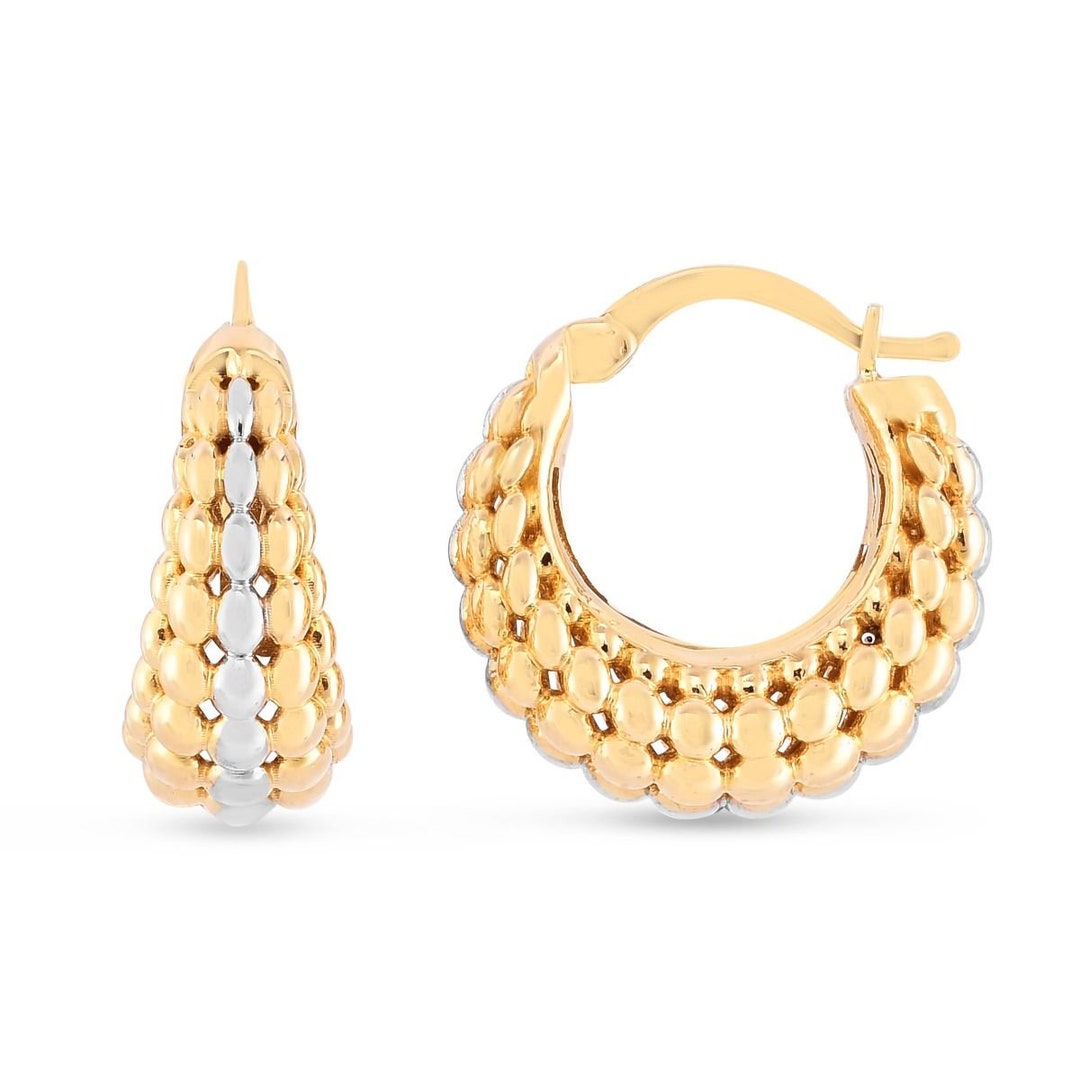 Graduated Hoops 14K Two-tone Gold Popcorn Graduated Hoops With Hinged Closure. - Etsy