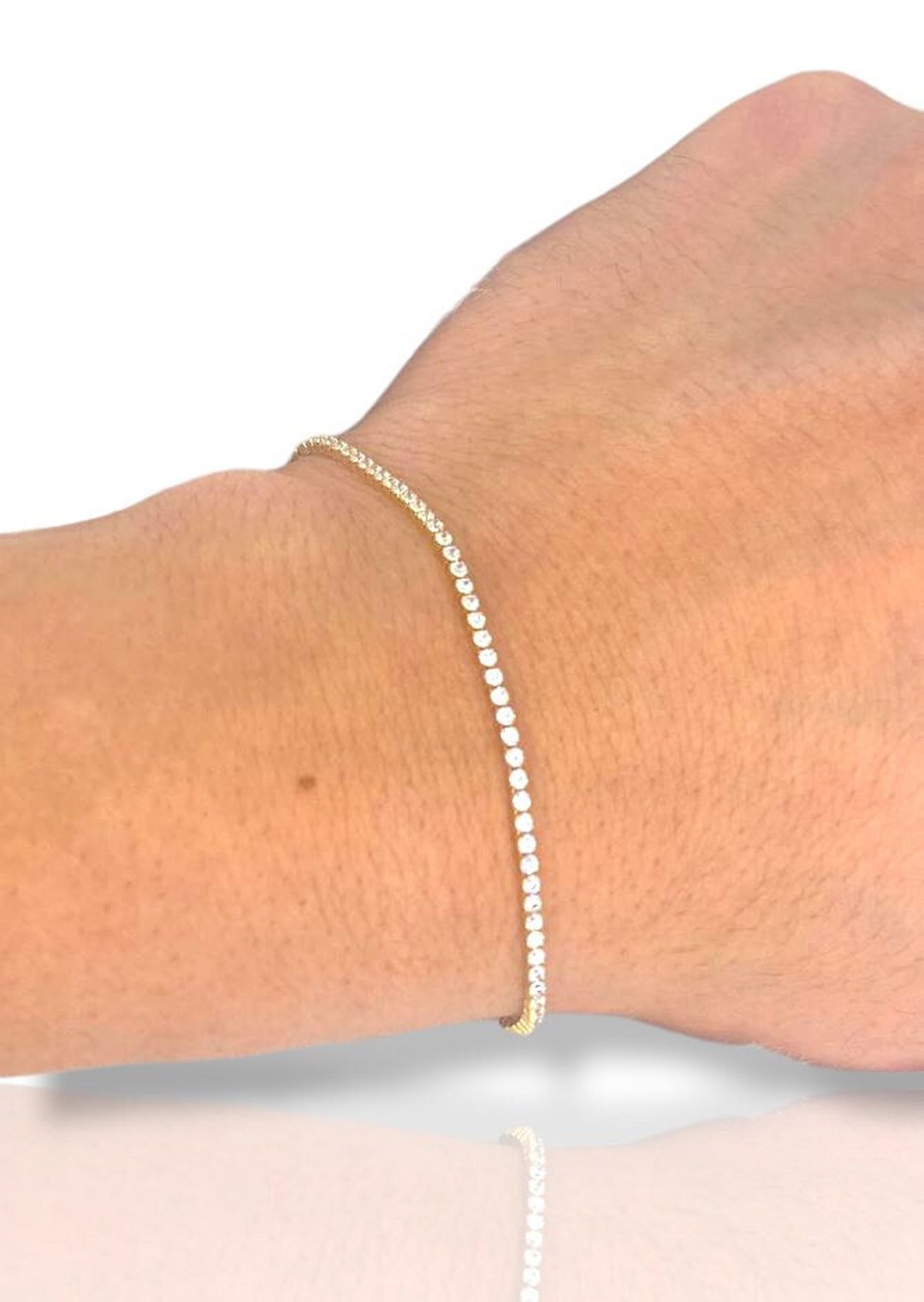 Solid 14K Gold Ladies Bracelet, 14K Tennis Bracelet, Real Gold Bracelet