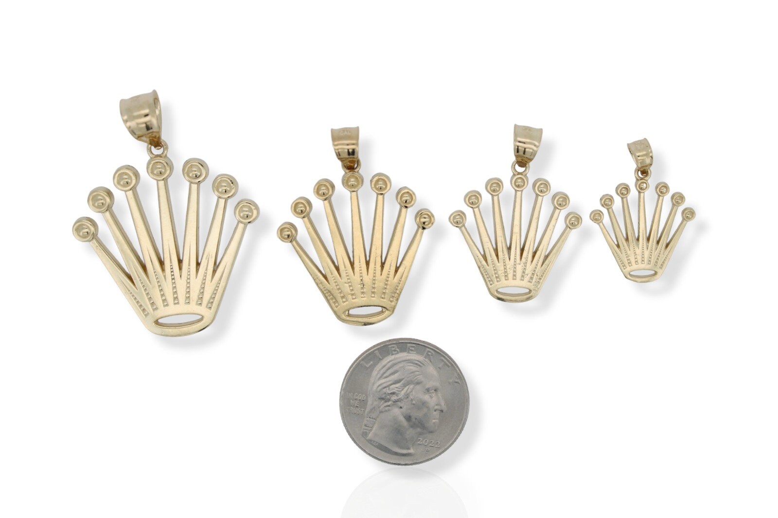 14k Gold Crown Pendant Charm- Real Gold Crown Necklace Charm
