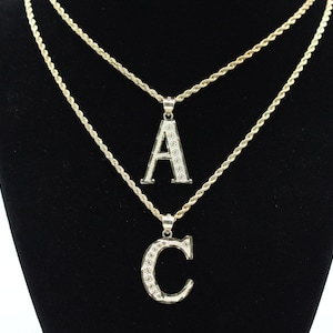 10K Yellow Gold Initial Pendant Charm Diamond Cut A ~ Z Alphabet 3 Sizes