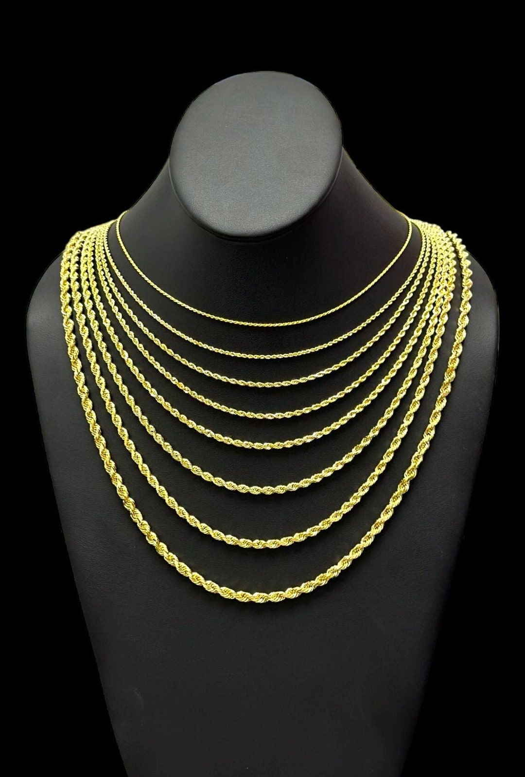 14K Gold Rope Chain Gold Rope Chain Necklace 1mm-5mm 16-26 Inches