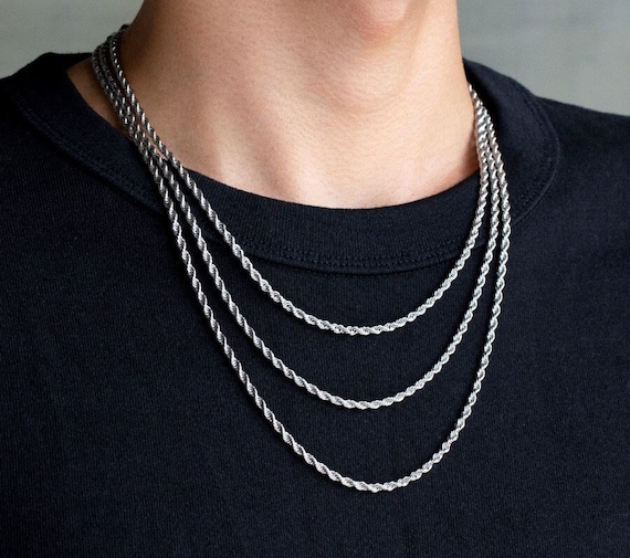 10K White Gold Rope Chain Gold Rope Necklace 2mm 2.5mm 2.8mm 3mm