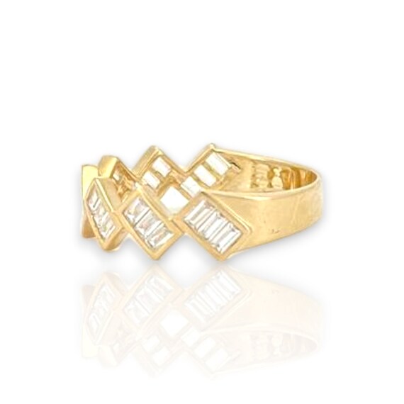 Miami Cuban Link Baguette Cut Cz Ring 10k Yellow Gold Etsy