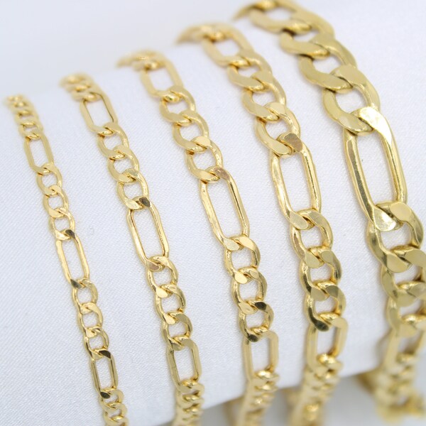 Mens Solid Gold Bracelet Figaro Etsy