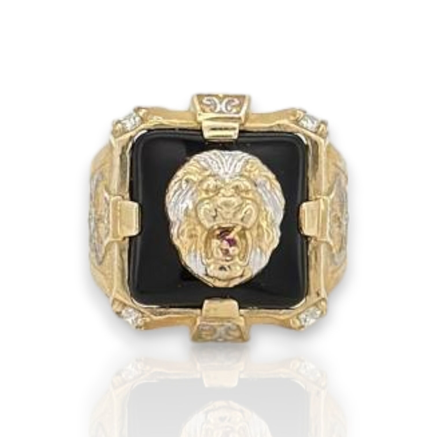 Lion Onyx CZ Ring - 10k Yellow Gold - Etsy