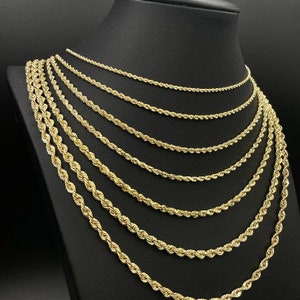 14K Solid Yellow Gold Rope Chain Chain Necklace Handmade Rope Chain Size Variations Available , 14K Gold Rope Chain, 14K Gold, Men Women image 2