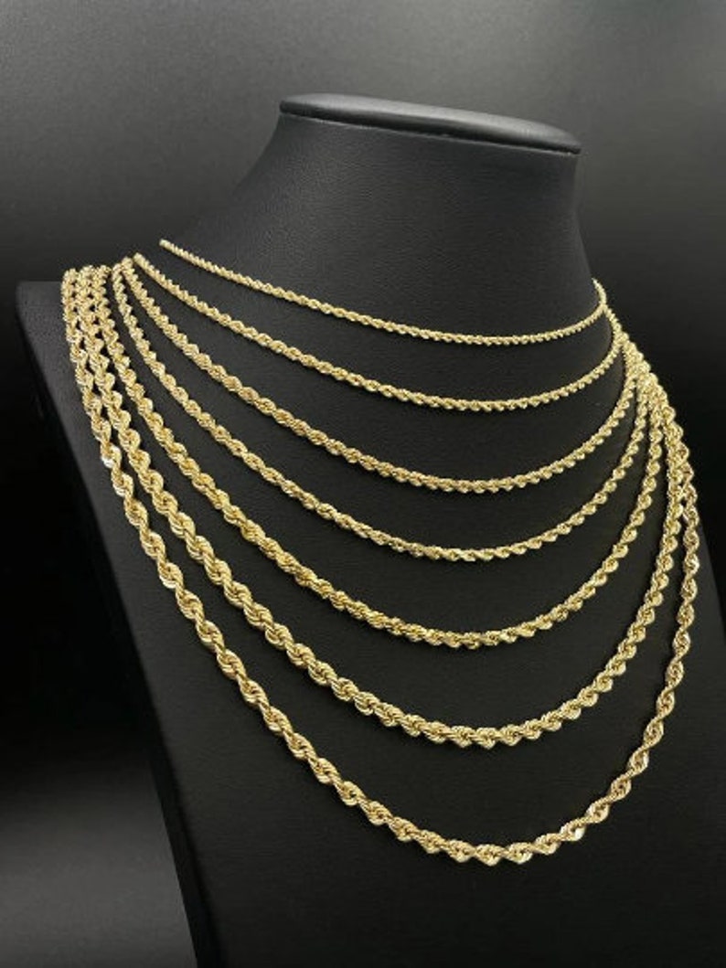 14K Solid Yellow Gold Rope Chain Chain Necklace Handmade Rope Chain Size Variations Available , 14K Gold Rope Chain, 14K Gold, Men Women image 2