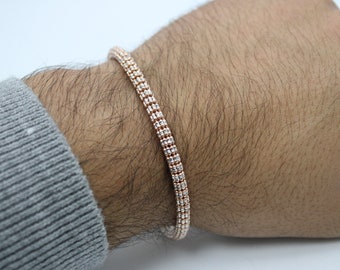 10k SOLID Real Gold Diamond Cut Ice Link Bracelet Rose Gold, Yellow Gold and White Gold bracelet, 14k Real Gold Cylinder Bracelet