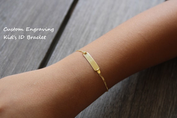 Children s 10k Yellow Gold Personalized ID 10k Figaro Chain Link