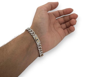 14k Gelbgold Abwechselnd Strukturiert Quadratisch Rund Oval Gliederkette Armband 8