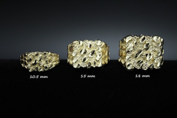 Real Solid Gold 10K Square Nugget Ring 10K Gold Ring Yellow Gold