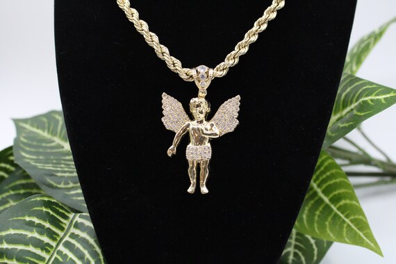 10k Yellow Gold Angel Pendant Charm 