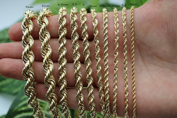 14K Gold Rope Chain Rope Necklace 2mm 2 