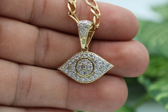 Diamond Evil Eye Circle Necklace 1/6 ct tw 10K Yellow Gold 18” | Kay