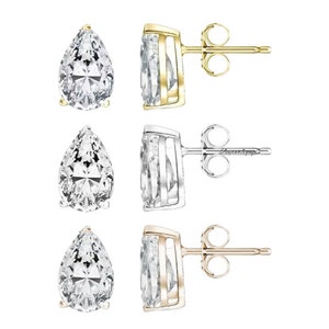 Buy 14K Solid Gold GRA Certified D Color VVS1 Pear Teardrop Shaped ...