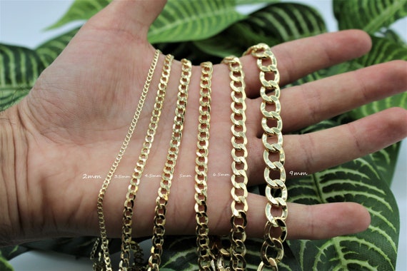 10K Gold Cuban Chain, 10kt Gold Chain, Real Gold Chain, 2mm 2.5mm 3.5mm  4.5mm 5mm 6.5mm 7.5mm 9mm Cuban Chain, Genuine 10K Gold Chain 